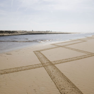 beach art, dougados, Moliets, courant d'Huchet, rivermouth, stream, lines