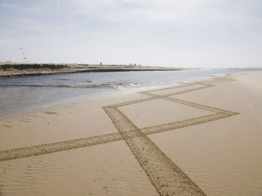 beach art, dougados, Moliets, courant d'Huchet, rivermouth, stream, lines