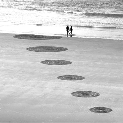 rond, du, couple, lovers, dougados, biarritz, beach art