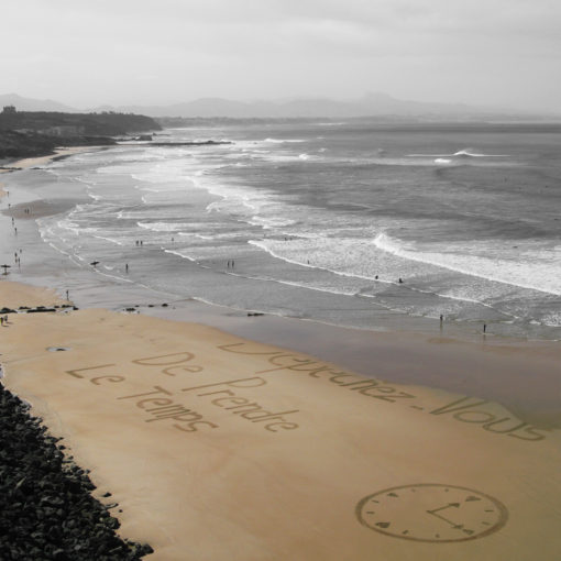 temps, beach art, dougados, montre, clock, biarritz