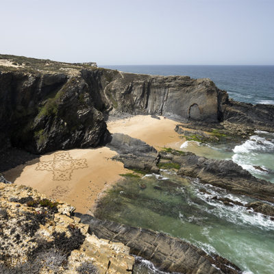 Cavaleiro, portugal, sam dougados, beach art, cliff, ocean, azulejos