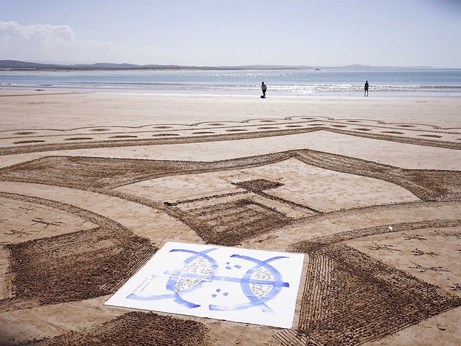 Essaouira, calligraphie, beach-art, dougados