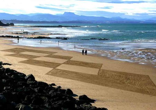 biarritz, côte des Basques, beach art, dougados, losanges, lignes, photography, art, land art