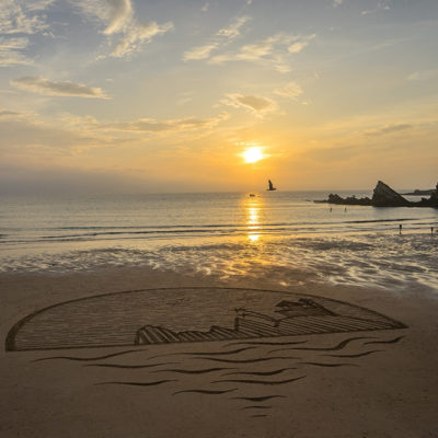 beach art, sam dougados, biarritz, beach, villa belza, sunset, coucher de soleil, bask coast