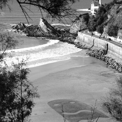 fantôme, belza, Biarritz, beach art, dessin sur le sable