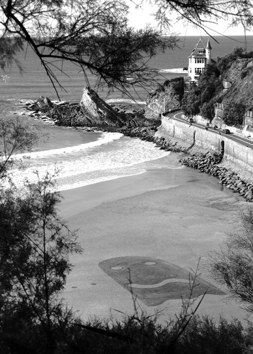 fantôme, belza, Biarritz, beach art, dessin sur le sable