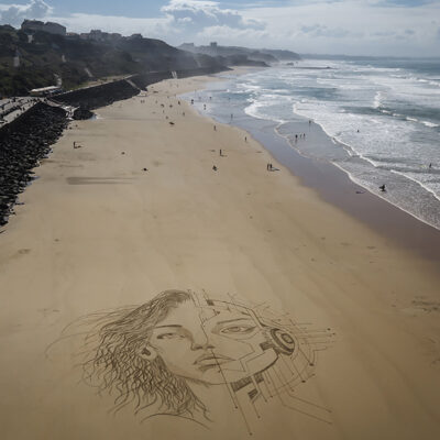Dessin sur la palge de Biarritz